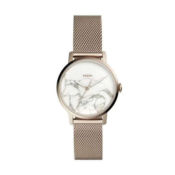 Fossil ES4404 Women's Neely White Marble Stainless Steel Mesh Watch - Picture 1 of 4